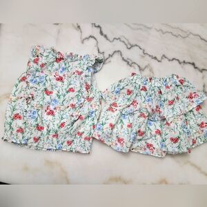 Janie and Jack Floral Crop and Skirt Set Size 4